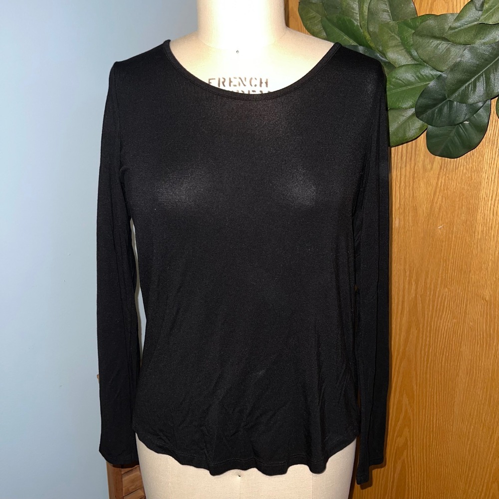 Willi Smith Black Long Sleeve‎ Cutout Back Top Women's